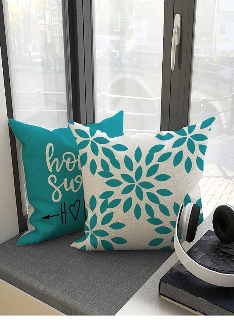 كابتن تيك Throw Pillow Cover Modern Sofa Decorative Pillow Covers 18x18 Set of 4 Outdoor Linen Fabric Pillow Case for Couch Bed Car Home Sofa Couch Decoration 45x45cm Aqua Blue - Image 3