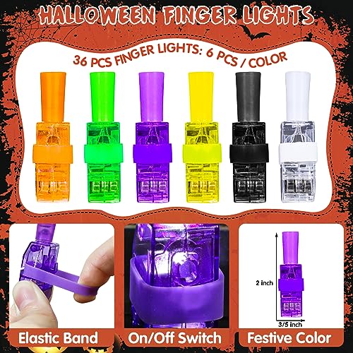 Bamamon Halloween Party Favors for Kids, 36Pcs Light Up Finger Lights Halloween Goodie Bag Toys Stuffers Fillers Bulk Treats Non Candy for Hal loween Classroom Prizes Gifts Favors Trick or Treat Toys - Image 5