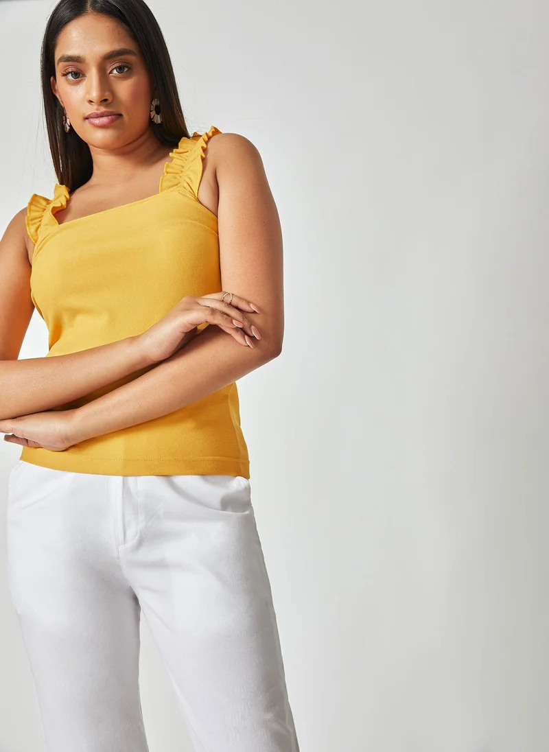 The Label Life Ruffle Strap Tank Top