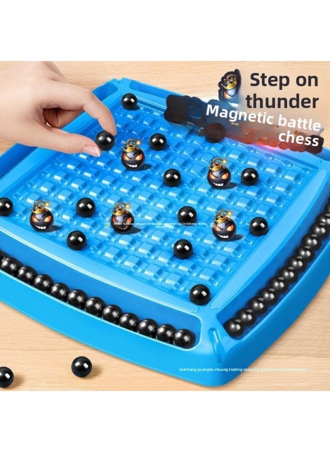 Generic - Interesting Stepping On Thunder Magnetic Force Induces Chess Piece Iron Ball Effect Training Children's Concentration Parent-child Toys-Color:The Flagship Version Of The Thunder Stepping Chessboard Comes With [32 Magnetic Chess Pieces + Storage Bag + Punishment Plate] - Image 1