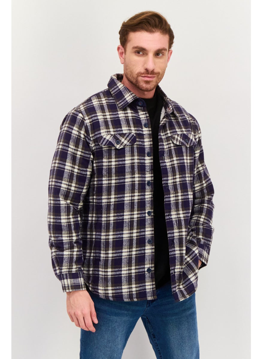 Men Checkered  Long Sleeve Shirt Jacket, Blue Combo - pzsku/ZE638DBD5755AD94929B6Z/45/_/1737642197/3ed87fed-a038-4f4d-b14f-ef478bfc4fee