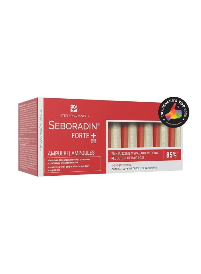 Seboradin Forte Hair Growth Serum, Anti Hair Loss Serum, Chronic Hair Loss and Thinning Treatment, With Natural Extracts and Vitamins, (14 Ampoules - 14 days) - Image 1