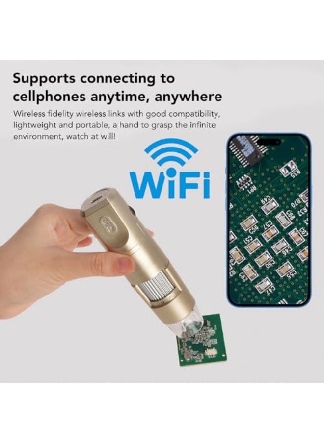 Generic وايزوكو مجهر رقمي لاسلكي، مجهر جيب لاسلكي محمول باليد بمنفذ USB بتكبير 0-1600X، مكبر HD مع 8 مصابيح LED قابلة للتعتيم، كاميرا فحص لنظام اندرويد وويندوز لنظام التشغيل OS X  - Image 3