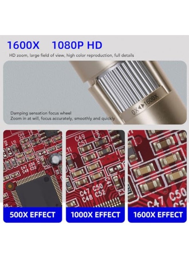 Generic وايزوكو مجهر رقمي لاسلكي، مجهر جيب لاسلكي محمول باليد بمنفذ USB بتكبير 0-1600X، مكبر HD مع 8 مصابيح LED قابلة للتعتيم، كاميرا فحص لنظام اندرويد وويندوز لنظام التشغيل OS X  - Image 4