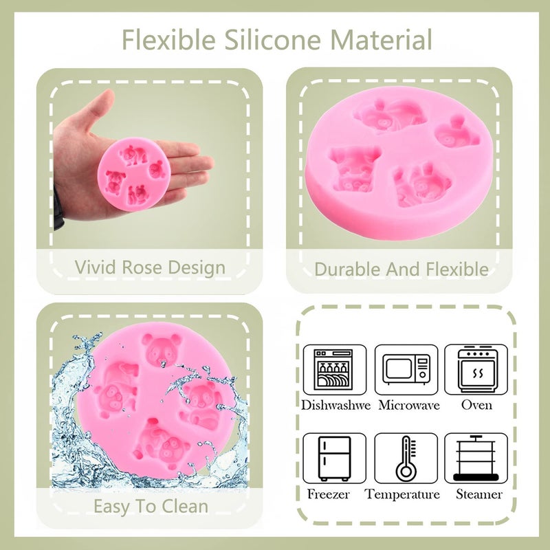 ZiXiang Elephant Bear Panda Cat Silicone Fondant Molds For Chocolate Candy Resin Sugar Gum Paste Cake Decorating Set Of 4 - Image 2
