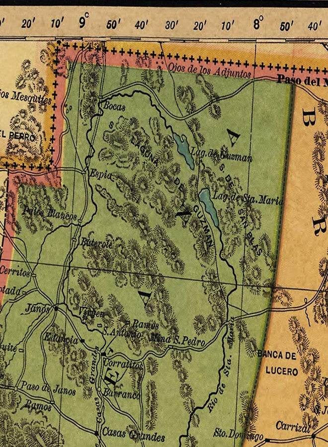 خرائط Antiguos Estado Libre y Soberano de Chihuahua من Atlas Mexicano حوالي عام 1884 | ملصق مطبوع فني لتزيين الحائط العتيق | 24 × 24 بوصة (610 مم × 610 مم) - Image 4
