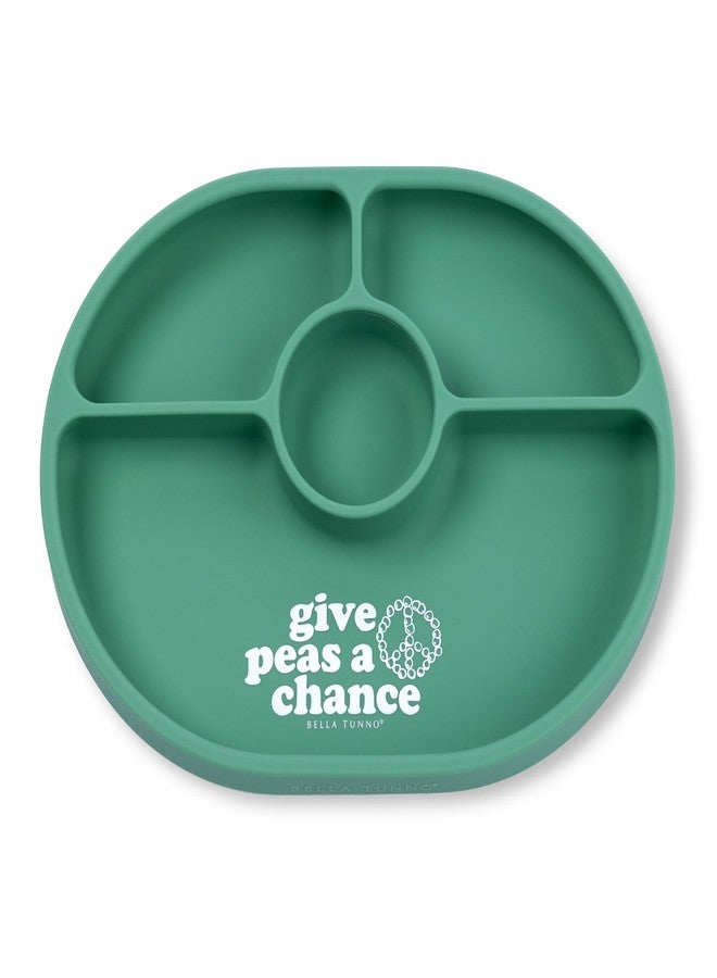 Bella Tunno Suction Plate for Babies & Toddlers, Self-Feeding Dish for Baby Led Weaning, Silicone Divided Plate, Sticks to Highchair Trays & Tables, Microwave & Dishwasher Safe, Give Peas a Chance - Image 1