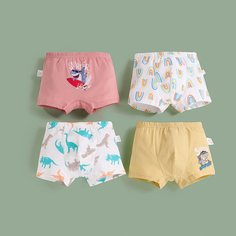 Childrens Underwear Mens Cartoon Lycra Cotton Summer Small and Medium-sized Childrens Boxer Baby Pupil Shorts 12-year-old Boys Underpants H805/Skateboard Shark PJ263 