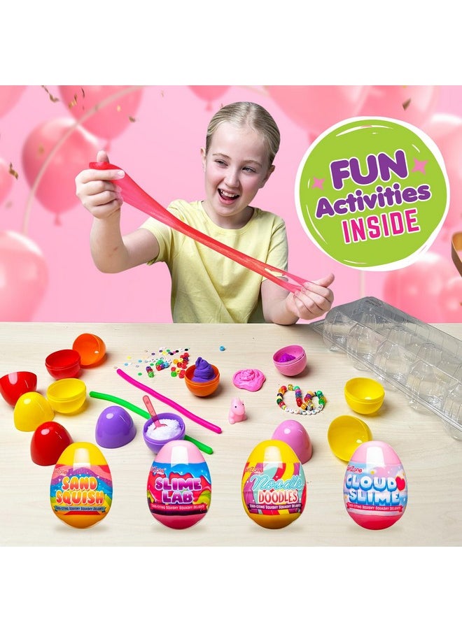 GirlZone Egg-Citing Squashy Delights, 10 Prefilled Easter Eggs With Diy Slime, Putty, Clay, Unicorn Squishy & Charm, Sensory Surprise Toys For Kids, Easter Gift For Boys And Girls  - Image 4