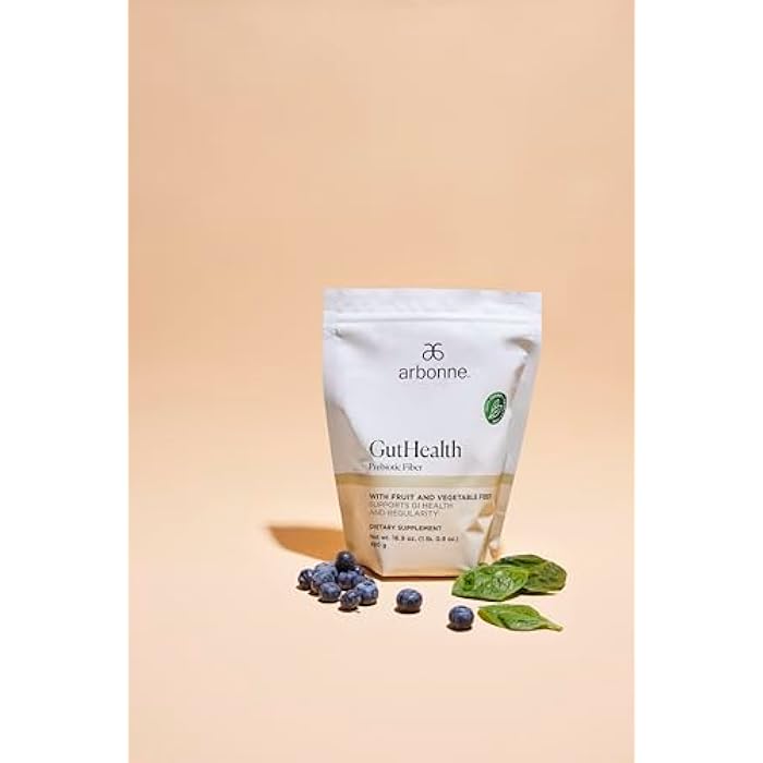 GutHealth Prebiotic Fiber – 12g Soluble Fiber including Inulin for gastrointestinal health, Regularity, Satiety, and Daily Gut Wellness; Easy to Mix Into Drinks or Food, 30 servings, by Arbonne.