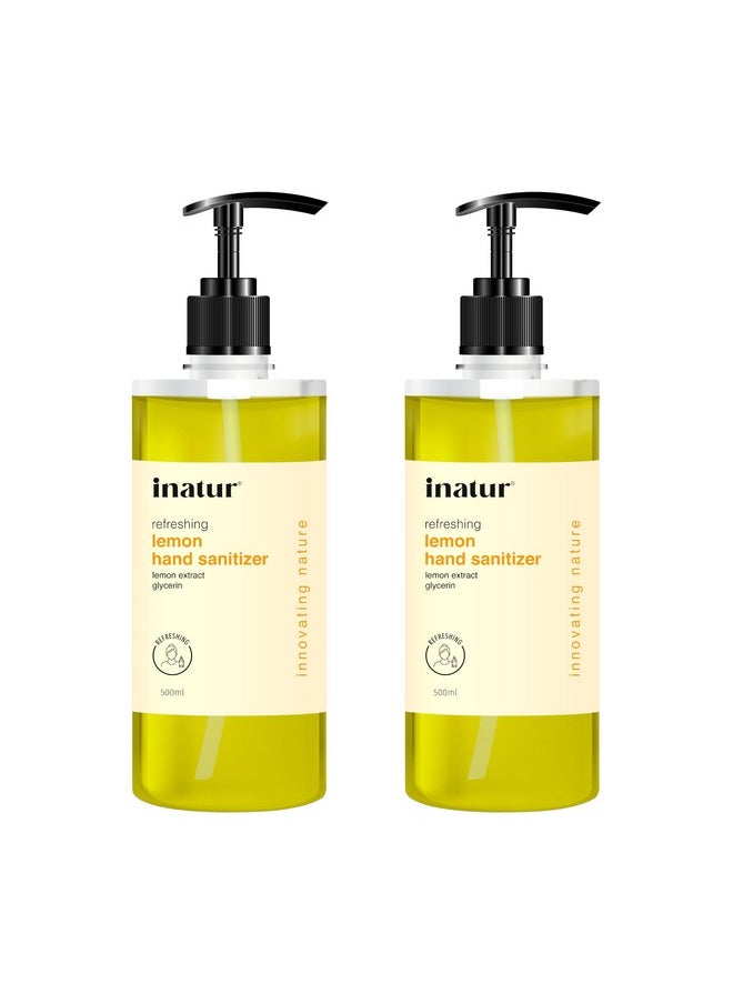 INATUR Refreshing Sanitizer | Alcohol Based Kills 99.9% Germs | Antibacterial With Disinfectant Properties | Safe On Skin, Safe Surfaces 500Ml Combo  - Image 1