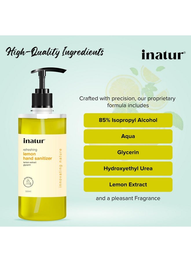 INATUR Refreshing Sanitizer | Alcohol Based Kills 99.9% Germs | Antibacterial With Disinfectant Properties | Safe On Skin, Safe Surfaces 500Ml Combo  - Image 3