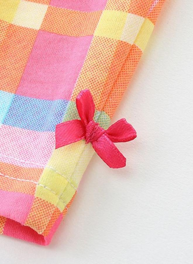 يونيكي Peach Crew Neck Cap Sleeve Printed Tshirt & Shorts - Image 5