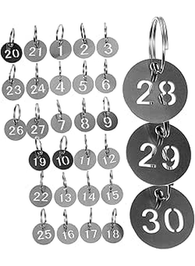 30 Pcs Metal Numbered Keychain Tags Rings For Locker Bag Key Management - Image 1