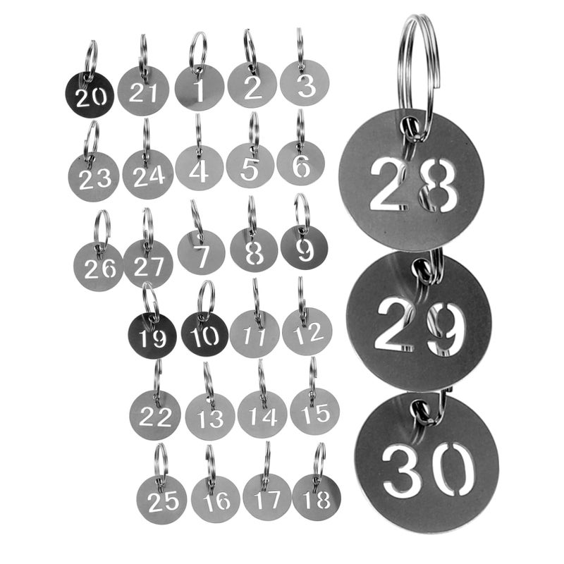 30 Pcs Metal Numbered Keychain Tags Rings For Locker Bag Key Management - Image 2