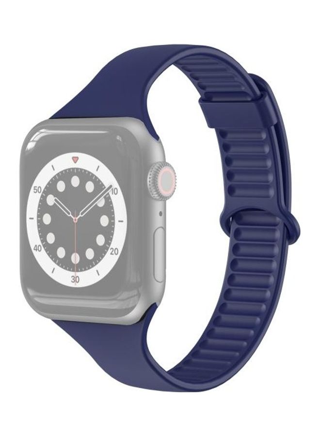 NIBEMINENT TPU Sliding Buckle Replacement Strap Watchband For Apple Watch Series 1/2/3/4/5/6/7/SE 42-44-45mm Midnight Blue  - Image 1