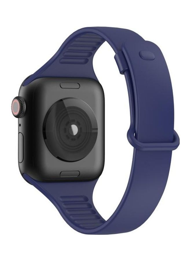 NIBEMINENT TPU Sliding Buckle Replacement Strap Watchband For Apple Watch Series 1/2/3/4/5/6/7/SE 42-44-45mm Midnight Blue  - Image 3