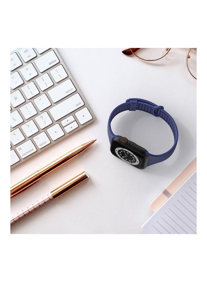 NIBEMINENT TPU Sliding Buckle Replacement Strap Watchband For Apple Watch Series 1/2/3/4/5/6/7/SE 42-44-45mm Midnight Blue  - Image 5