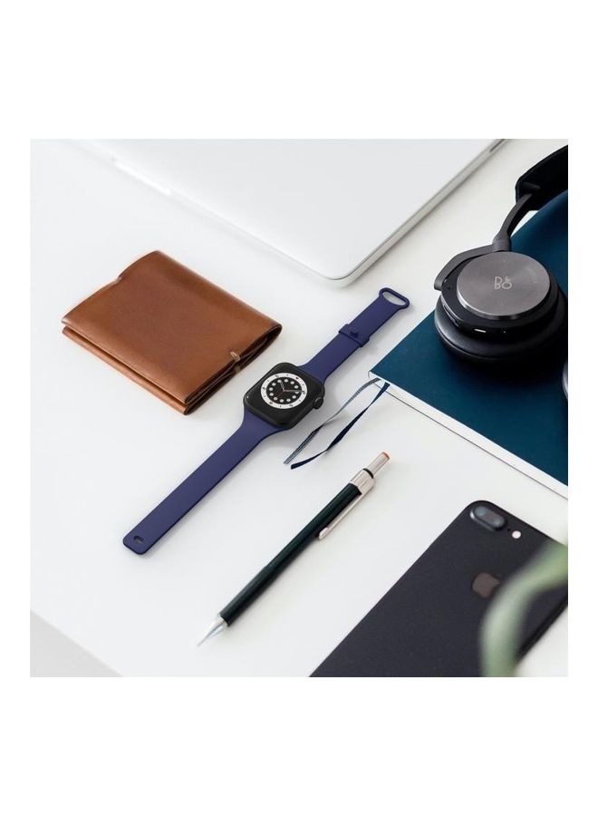 NIBEMINENT TPU Sliding Buckle Replacement Strap Watchband For Apple Watch Series 1/2/3/4/5/6/7/SE 42-44-45mm Midnight Blue  - Image 4