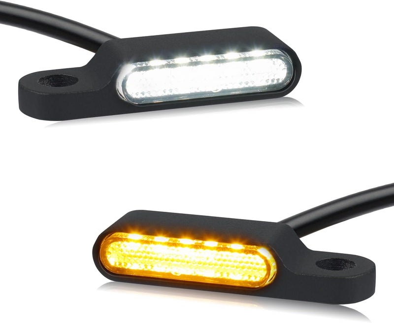 NTHREEAUTO Handlebar LED Turn Signals Mini Motorcycle Blinkers Front Running Light Universal Compatible with Harley Sportster Dyna Honda Shadow Kawasaki Vulcan Yamaha V-Star Road Star - Image 1