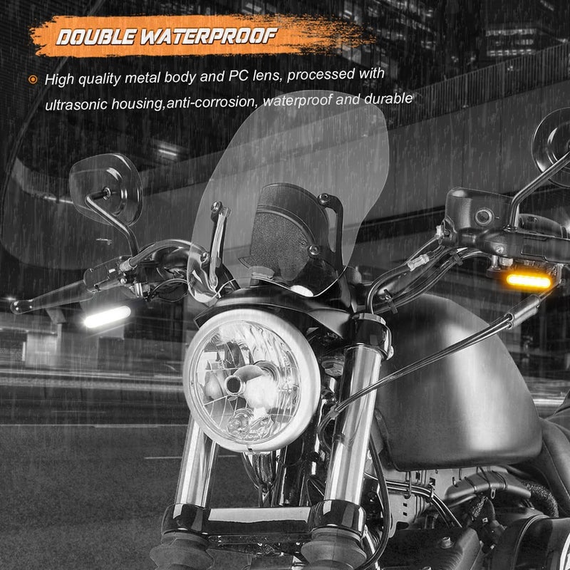 NTHREEAUTO Handlebar LED Turn Signals Mini Motorcycle Blinkers Front Running Light Universal Compatible with Harley Sportster Dyna Honda Shadow Kawasaki Vulcan Yamaha V-Star Road Star - Image 3