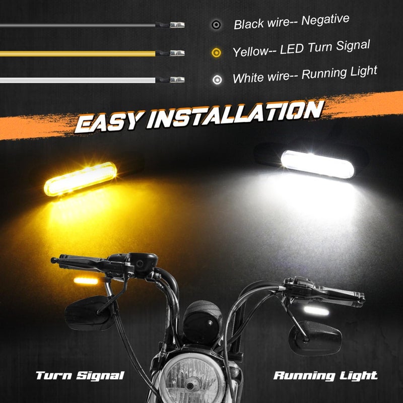 NTHREEAUTO Handlebar LED Turn Signals Mini Motorcycle Blinkers Front Running Light Universal Compatible with Harley Sportster Dyna Honda Shadow Kawasaki Vulcan Yamaha V-Star Road Star - Image 2