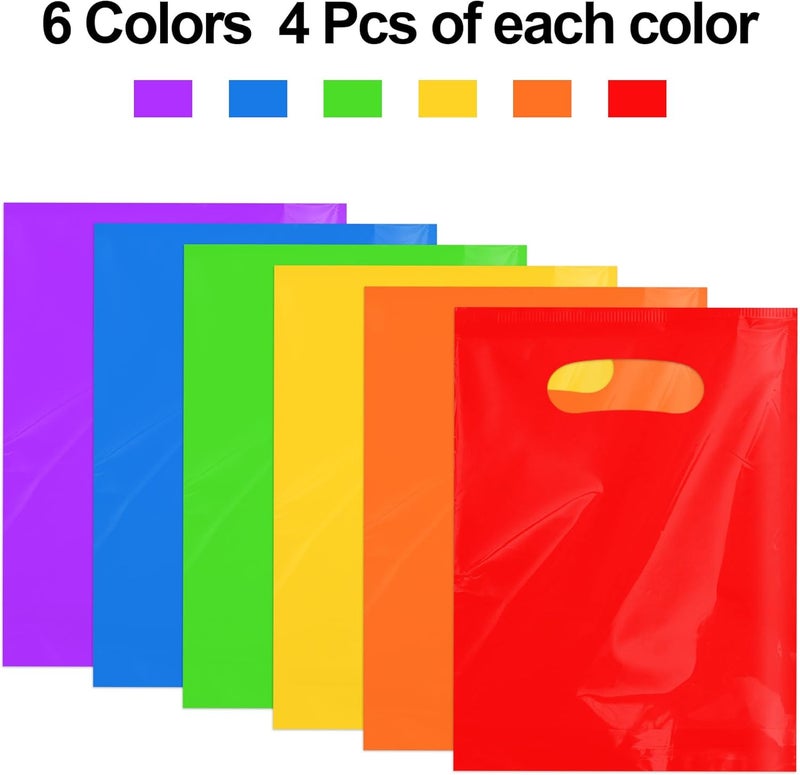 24 PCS Plastic Party Favor Small Gift Bags - 6"x8" Goodie Bags for Kids' Birthday Party, Thanksgiving, Christmas, Halloween, Multicolor - Image 2