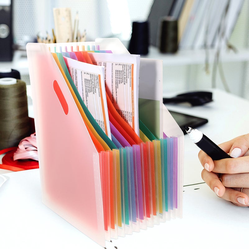 2Pcs Diagonal Accordion Folder Standing File Folder Expanding File Organizer Receipt Supply - Image 4