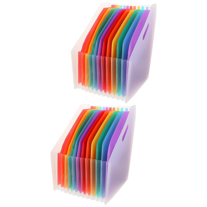 2Pcs Diagonal Accordion Folder Standing File Folder Expanding File Organizer Receipt Supply - Image 1