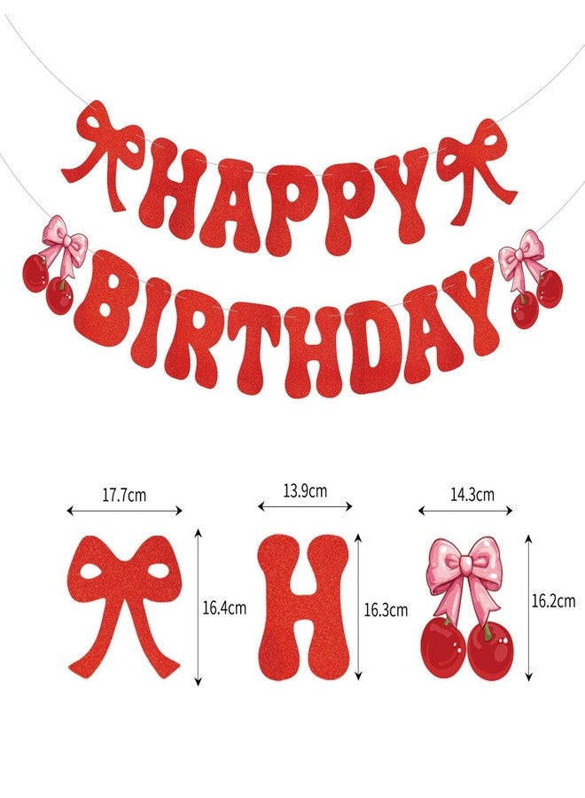 Chictry Cherry Party Decorations Funny Fruit Theme Happy Birthday Banner for Baby Shower Wedding Bridal Shower Photoshoot Backdrop - Image 3