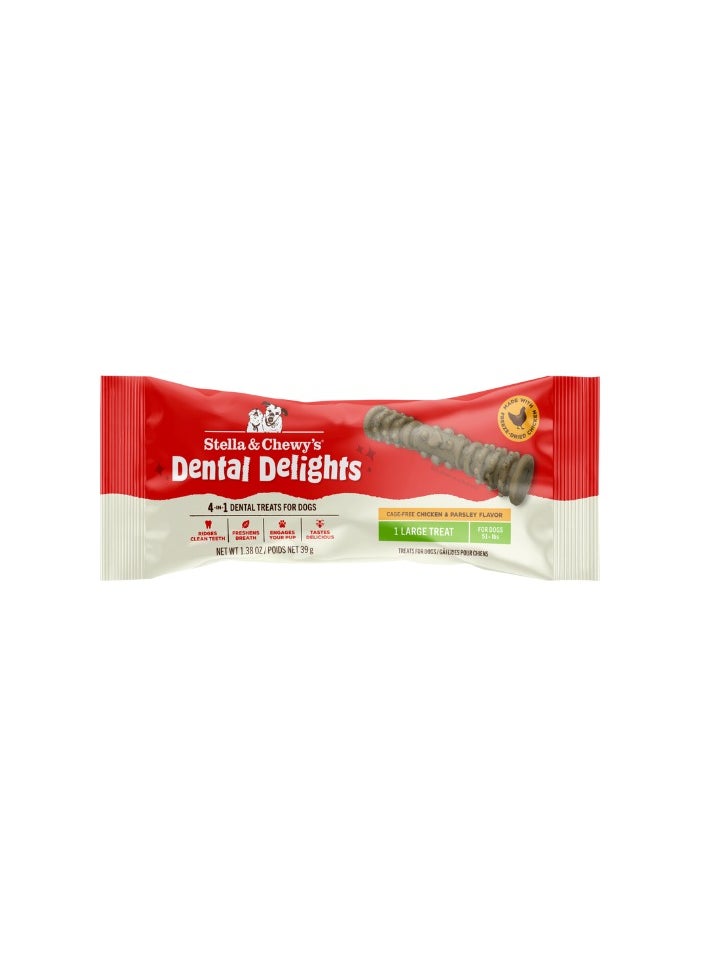 Stella & Chewys Stella & Chewys Dental Delights Large 1 ct, Stella & Chewys dental treat, best dental treat, dog dental treat, freeze dried chicken treat, dog treat, dental treats for dogs, dog treat for bad breath, dog breath treat  - Image 1