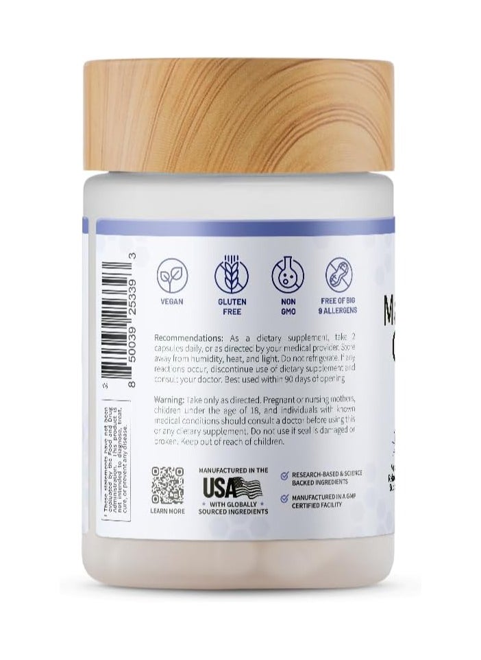 SNAP SUPPLEMENTS - Magnesium Complex 3 Forms Of Magnesium Muscle Relazation Heart And Bone Health And Neevous System Support Dietary Supplement - 60 Capsules - Image 1