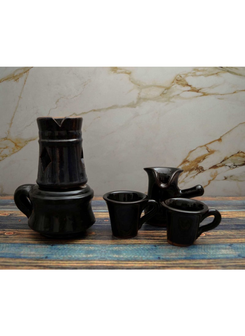 Egypt Antiques Black sofa set + separator + two cups handmade pottery 100% natural  - Image 2
