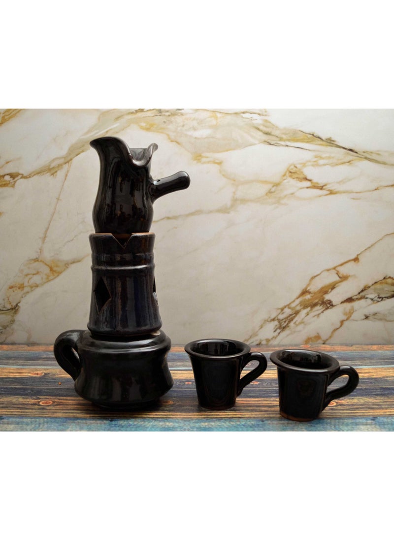 Egypt Antiques Black sofa set + separator + two cups handmade pottery 100% natural  - Image 1