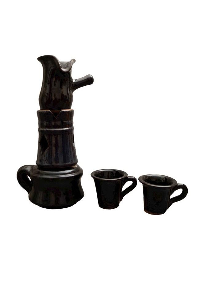Egypt Antiques Black sofa set + separator + two cups handmade pottery 100% natural  - Image 3
