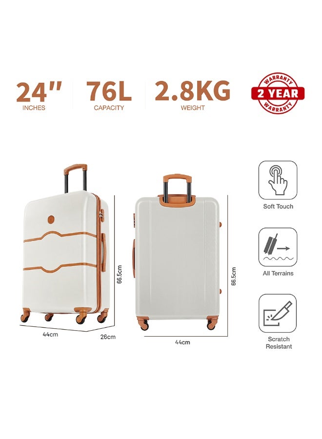 Eagle Express Iconic 24 Inch Medium Luggage Pure White, ABS Hard Shell Check-In Trolley Suitcase with Lightweight Travel Design, 360 Spinner Wheels, Secure Lock System and 2 Year Warranty - Image 3