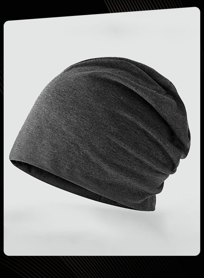 Autumn Winter Warm Slouchy Beanie Cap Cozy Knit Hat for Men Daily Street Wear Dark Grey - Image 4