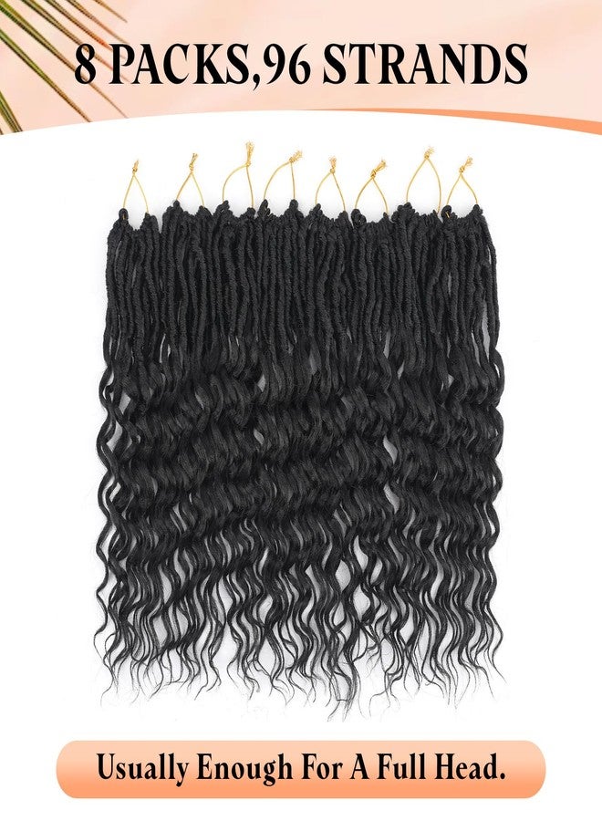 Ahrencan Short Deep Faux Locs Crochet Hair for Black Women-8 Packs 12 Inch Pre Looped Goddess Locs Crochet Hair With Deep Wave Curly Ends Prelooped Synthetic Crochet Braids,Lightweight& Natural Look(12",1B#) - Image 2