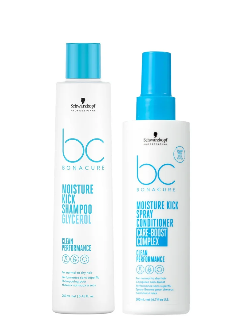 Schwarzkopf BC Clean Performance Moisture Kick Shampoo & Spray Conditioner for Dry Hair