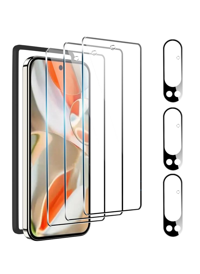 Aookay [3+3] Compatible for Google Pixel 9 Pro XL Tempered Glass Screen Protector (3pcs), HD Clear Full Screen Bubble Free Anti Scratch Screen Protector with Lens Protector (3pcs) (Google Pixel 9 Pro XL)  - Image 1