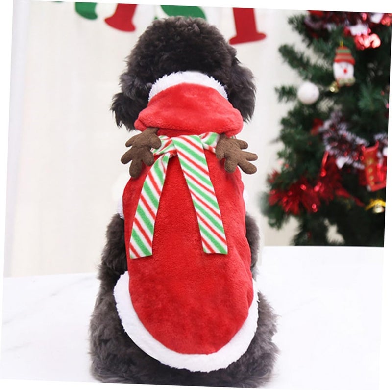 Alasum Pet Christmas Costume Set 2pcs Xs Warm Flannel Elk Dog Apparel with Scarf Soft Plush Holiday Outfit for Small Puppies - Image 5
