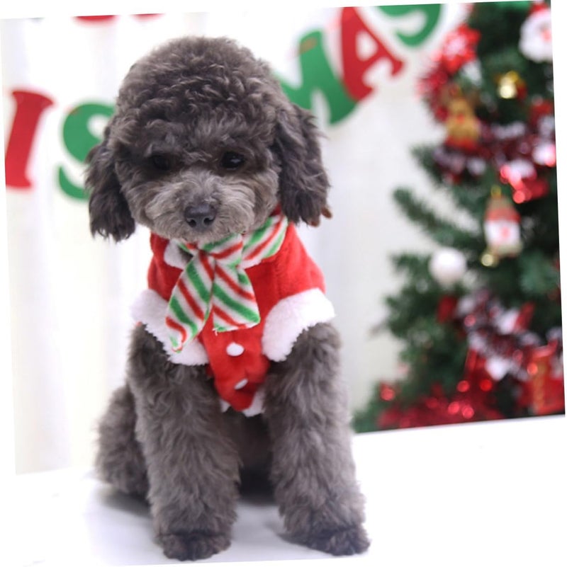 Alasum Pet Christmas Costume Set 2pcs Xs Warm Flannel Elk Dog Apparel with Scarf Soft Plush Holiday Outfit for Small Puppies - Image 4