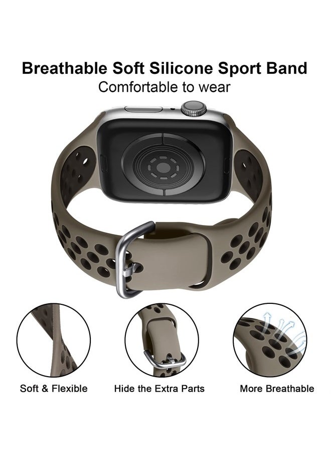 Lerobo - 3 Pack Compatible for Apple Watch Band Series 8/7 45mm 41mm Series 6/5/4/SE 44mm 40mm Series 3/2/1 42mm 38mm Ultra 49mm Breathable Silicone Sport Bands for Men Women, S/M - Image 1
