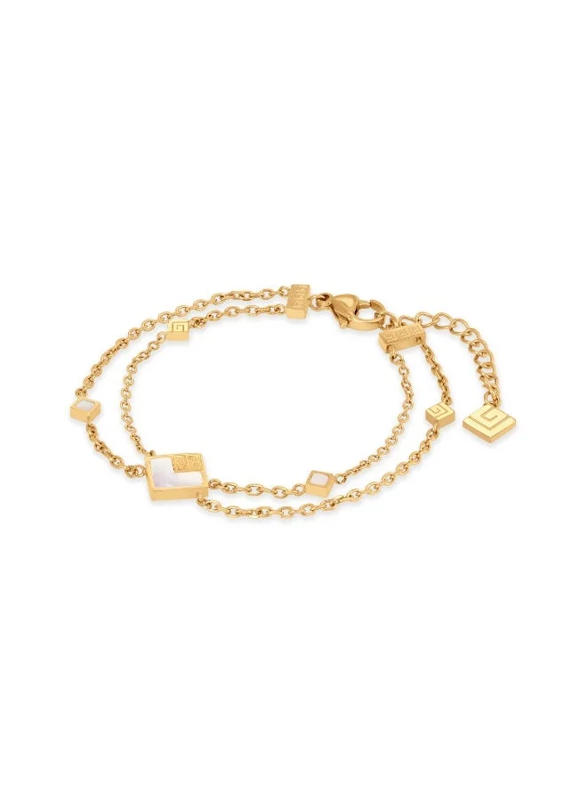 Guy Laroche  Lea Gold-Plated Bracelet with Four Logo Motifs & Mother of Pearl for Women | Best Price UAE