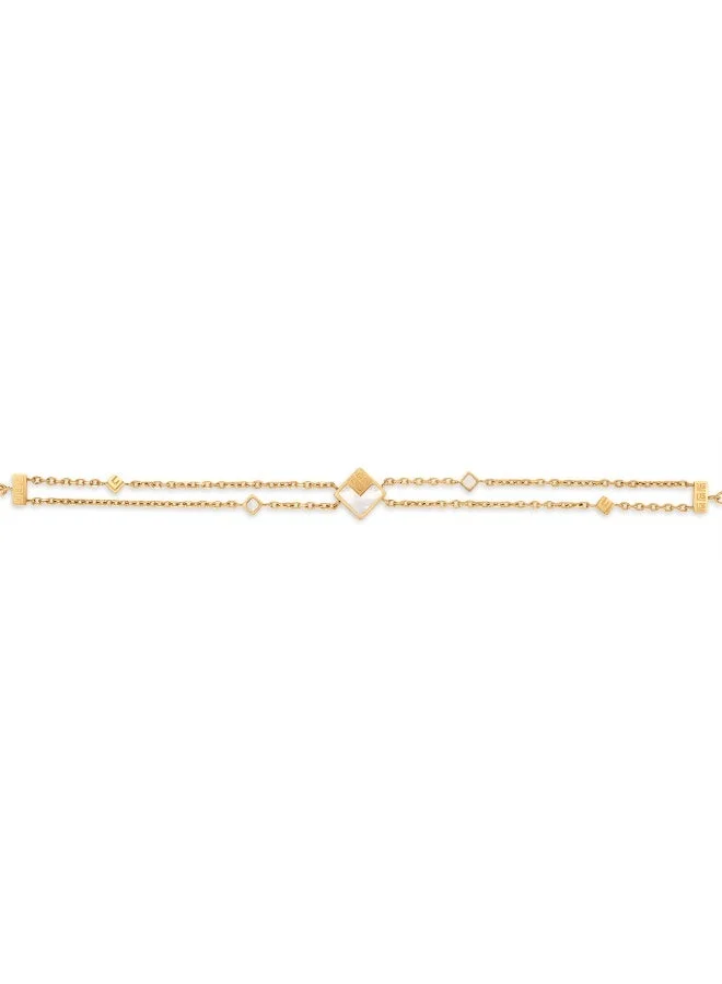 غاي لاروش Lea Gold-Plated Bracelet with Four Logo Motifs & Mother of Pearl