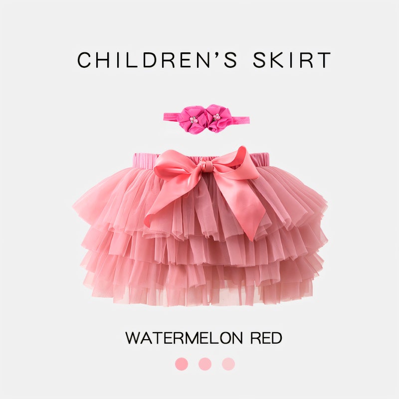 European American Toddler Skirt Set with Headband Watermelon red (including hair band) 