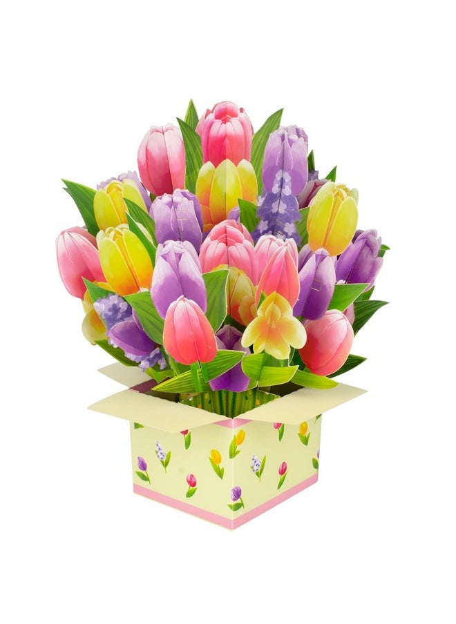 Magic Ants - Flower Paper Pop Up Cards Flower Bouquet 3D Popup Greeting Card Pop Up Birthday Card For Mom Thank You Card For Women Mother'S Day Includes Envelope Tulip - Image 1