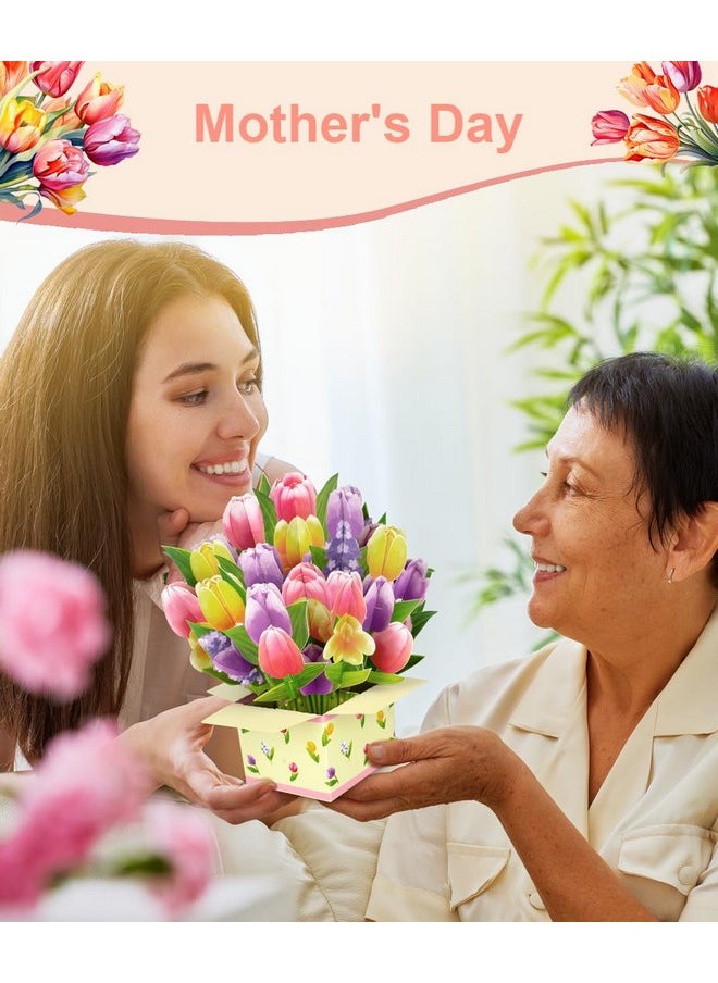 Magic Ants - Flower Paper Pop Up Cards Flower Bouquet 3D Popup Greeting Card Pop Up Birthday Card For Mom Thank You Card For Women Mother'S Day Includes Envelope Tulip - Image 1