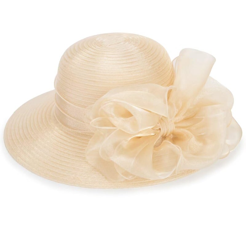 UTOWO Kentucky Organza Sun Hat Summer Derby Hat Women Bowler Church Fascinators for Tea Party Wedding Cocktai - Image 1
