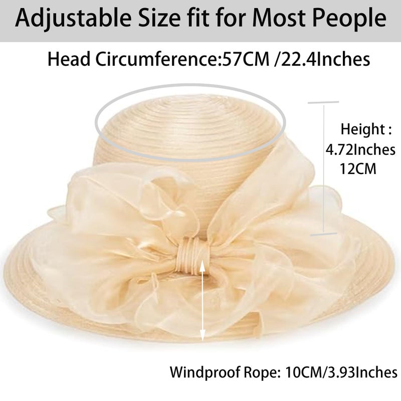 UTOWO Kentucky Organza Sun Hat Summer Derby Hat Women Bowler Church Fascinators for Tea Party Wedding Cocktai - Image 2